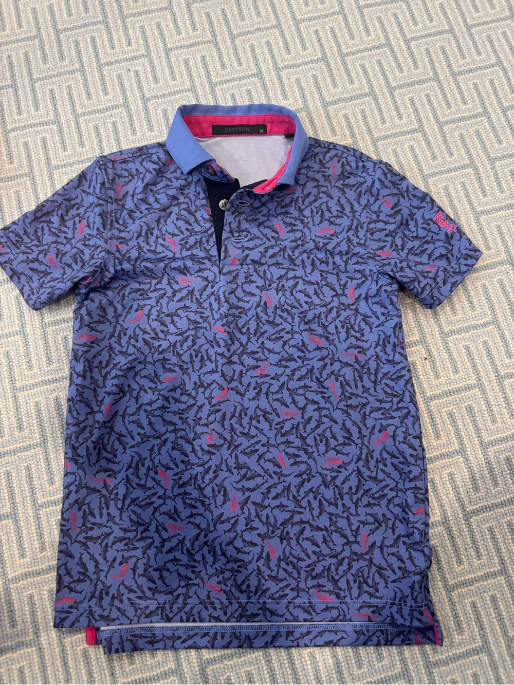 Greyson Kid’s Blue Patterned Polo/ golf Shirt